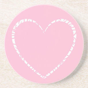 Modern, Elegant Pink Decorated Heart Art Coaster