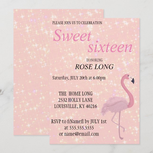 Modern, Elegant Pink Flamingo Save The Date (Front/Back)
