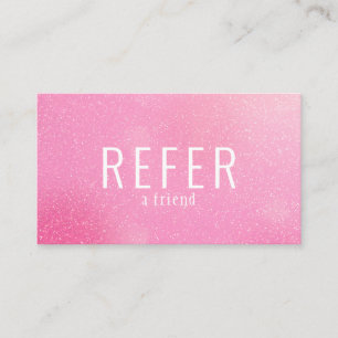 Modern Elegant Pink Glitter Referral Card