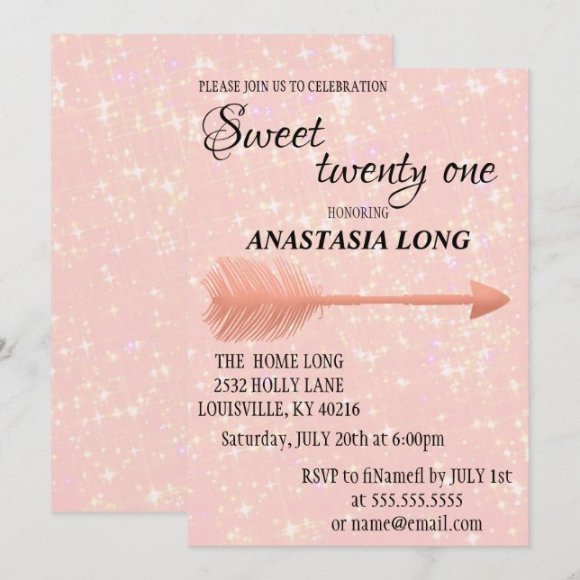 Modern, Elegant Pink Glitter Save The Date (Front/Back)