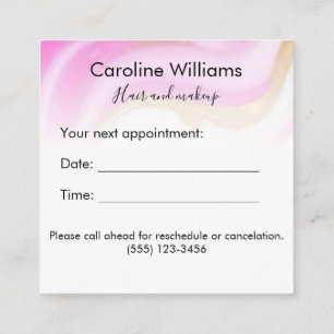Modern elegant Pink gold white marble hair makeup Appointment Card
