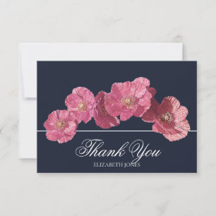 Modern Elegant Pink Icelandic Poppy Thank You Card