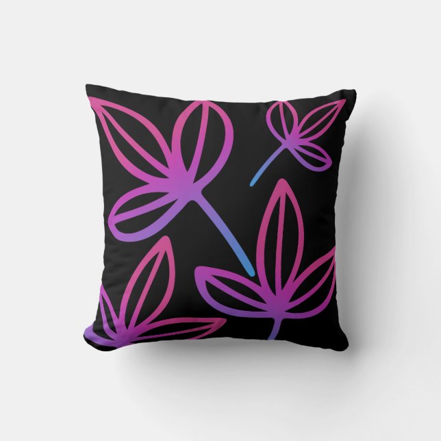 Modern Elegant Pink Leaves  Throw Pillow (Front)
