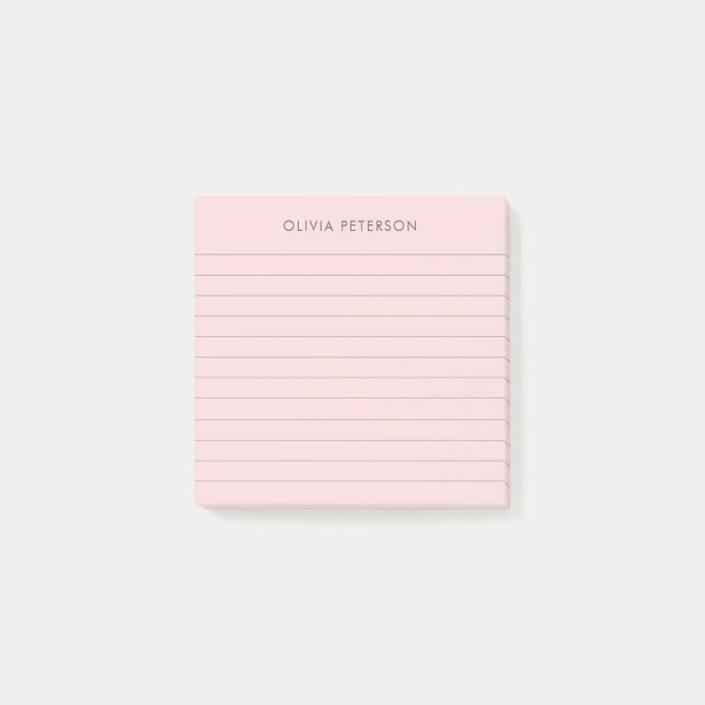 Modern Elegant Pink Lined Sticky Post-it Notes (Front)