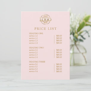 Modern Elegant Pink Logo Service Menu Price List
