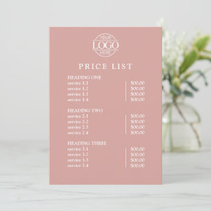 Modern Elegant Pink Logo Service Menu Price List