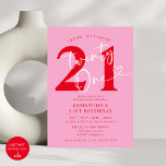 Modern Elegant Pink Red 21st Birthday Party Invitation<br><div class="desc">Celebrate in style with our Modern Elegant Pink and Red 21st Birthday Party Invitation! Featuring a bold blend of pink and red hues, this chic invitation sets the perfect tone for a sophisticated and fun-filled celebration. Elegant typography and stylish accents make it an eye-catching way to invite your guests to...</div>