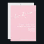 Modern Elegant Pink Script 21st Birthday Invitation<br><div class="desc">Modern girly feminine pink 21st Birthday Invitation. Minimalist 21st birthday invitation template design featuring elegant calligraphy hand lettered script font.</div>