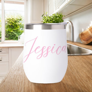 Modern Elegant Pink Script Personalized Name