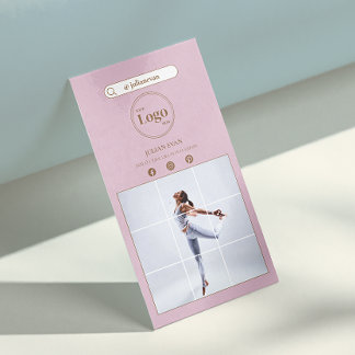 Modern Elegant Pink Social Media Instagram Photo Business Card