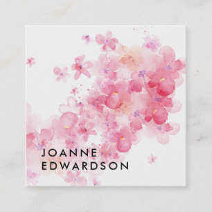 Modern elegant pink watercolor professional square business card