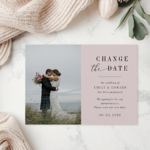 Modern Elegant Pink Wedding Change the Date Card