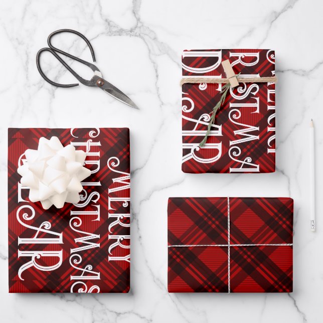 Modern & Elegant Plaid Wrapping Paper Sheet (Front)