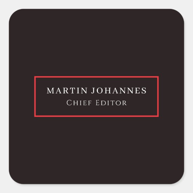 Modern Elegant Plain Black Minimalist Square Sticker (Front)