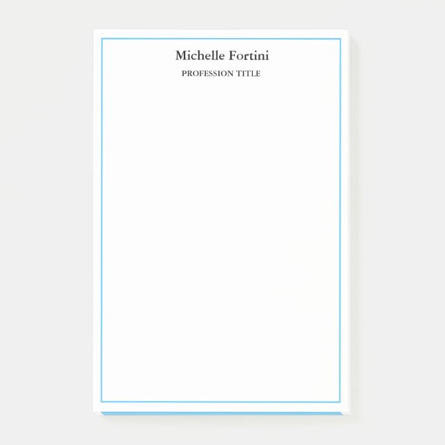 Modern Elegant Plain Minimalist Blue White Post-it Notes (Front)