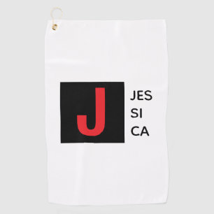 Modern Elegant Plain Professional Name Monogram Golf Towel