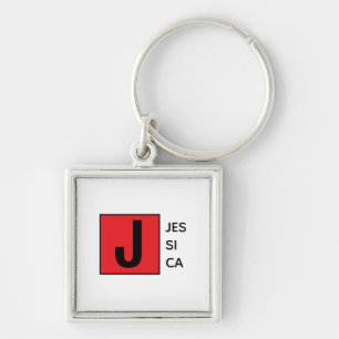 Modern Elegant Plain Professional Name Monogram Keychain