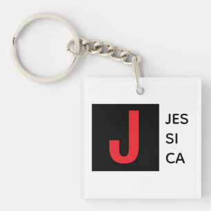 Modern Elegant Plain Professional Name Monogram Keychain