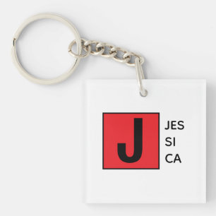 Modern Elegant Plain Professional Name Monogram Keychain