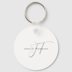 Modern Elegant Plain Professional Name Monogram Keychain