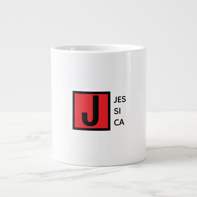 Modern Elegant Plain Professional Name Monogram Large Coffee Mug (Front)