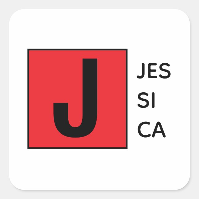 Modern Elegant Plain Professional Name Monogram Square Sticker (Front)