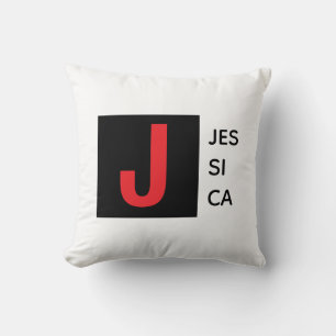 Modern Elegant Plain Professional Name Monogram Throw Pillow