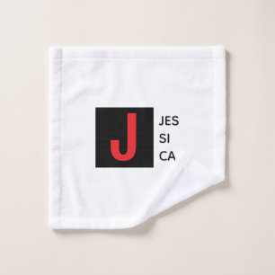 Modern Elegant Plain Professional Name Monogram Wash Cloth