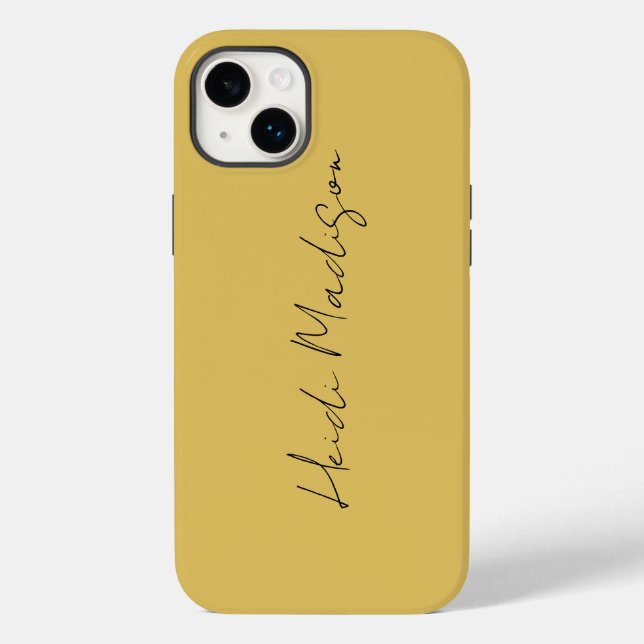 Modern Elegant Plain Simple Gold Colour Calligraph Case-Mate iPhone Case (Back)