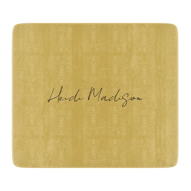 Modern Elegant Plain Simple Gold Colour Calligraph Cutting Board (Front)