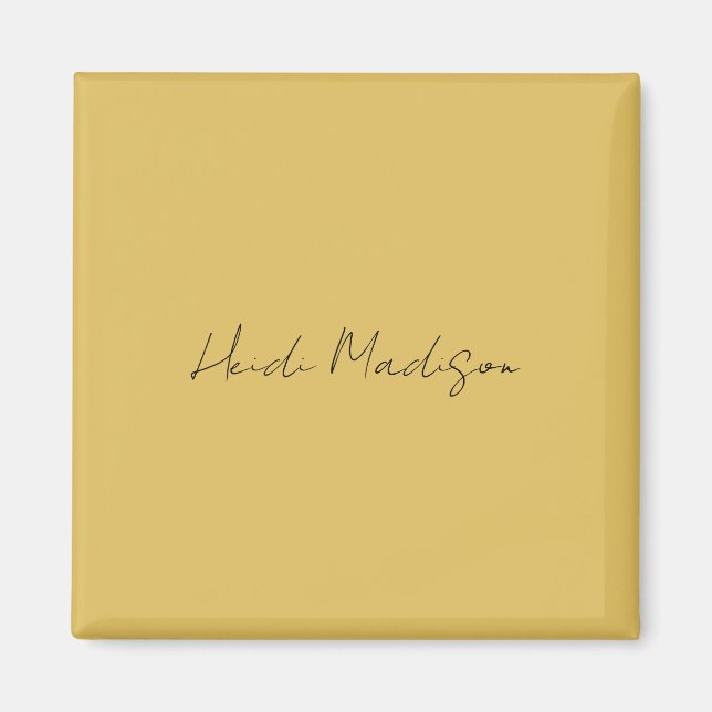 Modern Elegant Plain Simple Gold Colour Calligraph Magnet (Front)