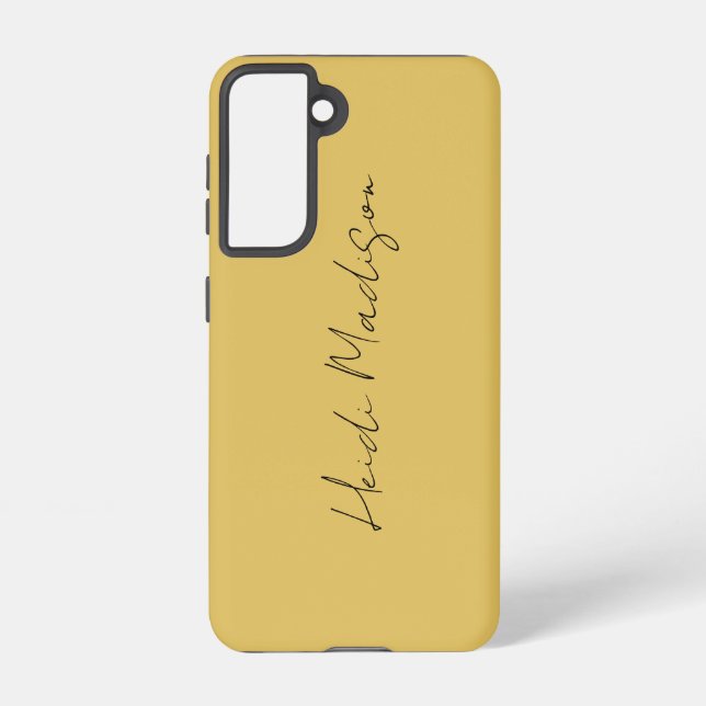 Modern Elegant Plain Simple Gold Colour Calligraph Samsung Galaxy S21 Case (Back)