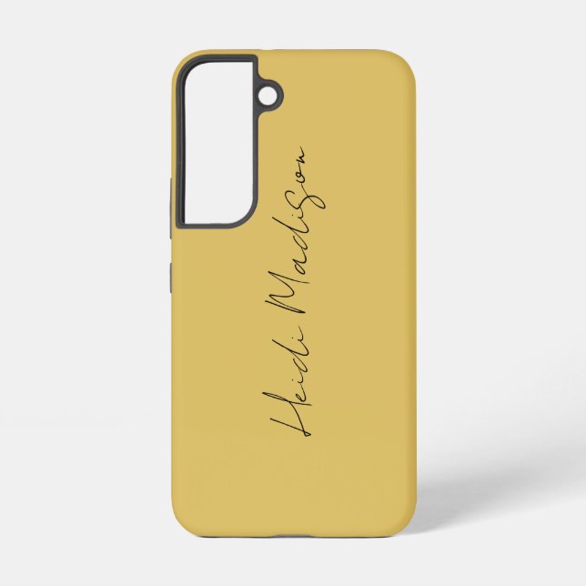 Modern Elegant Plain Simple Gold Colour Calligraph Samsung Galaxy S22 Case (Back)