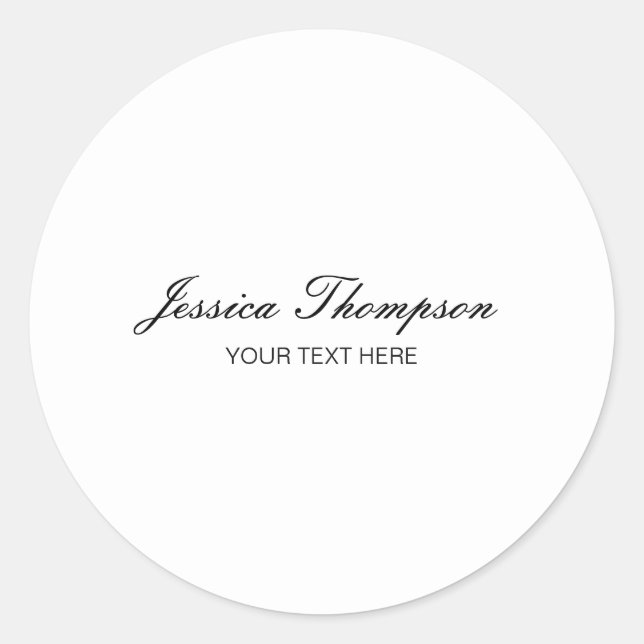 Modern Elegant Plain Simple Professional Classic Round Sticker (Front)
