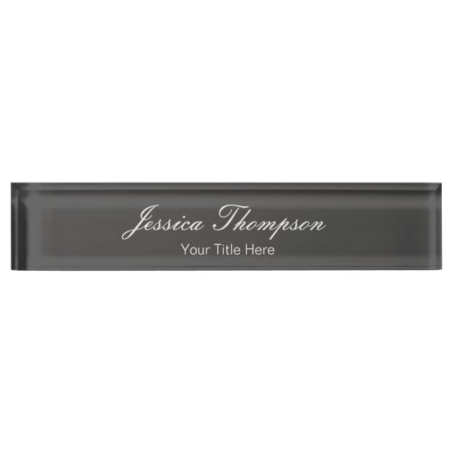 Modern Elegant Plain Simple Professional Grey Nameplate (Front)