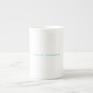 Modern Elegant Plain Simple Professional Name Bone China Mug