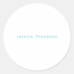 Modern Elegant Plain Simple Professional Name Classic Round Sticker