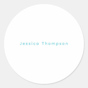 Modern Elegant Plain Simple Professional Name Classic Round Sticker