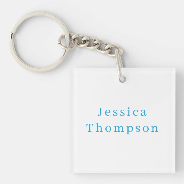 Modern Elegant Plain Simple Professional Name Keychain (Front)