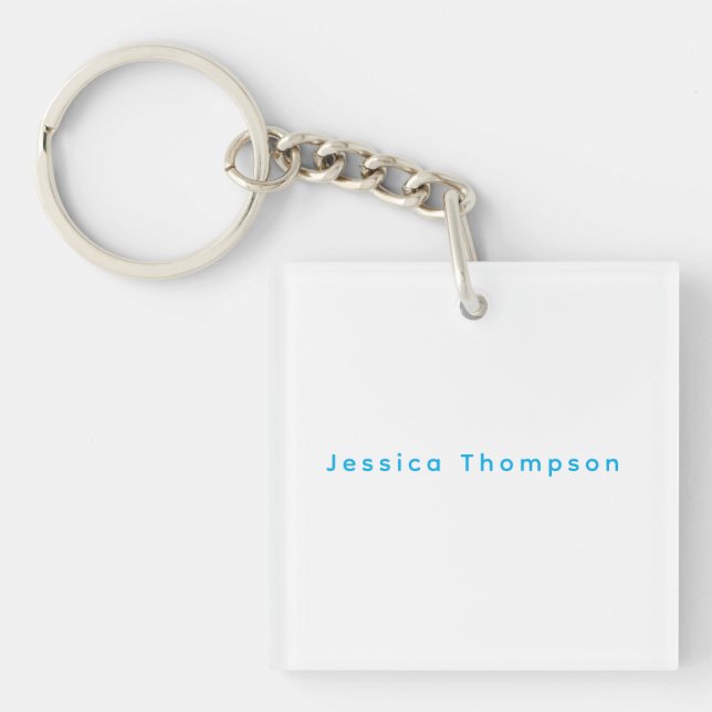 Modern Elegant Plain Simple Professional Name Keychain (Front)