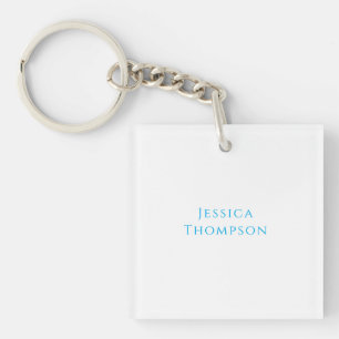 Modern Elegant Plain Simple Professional Name Keychain