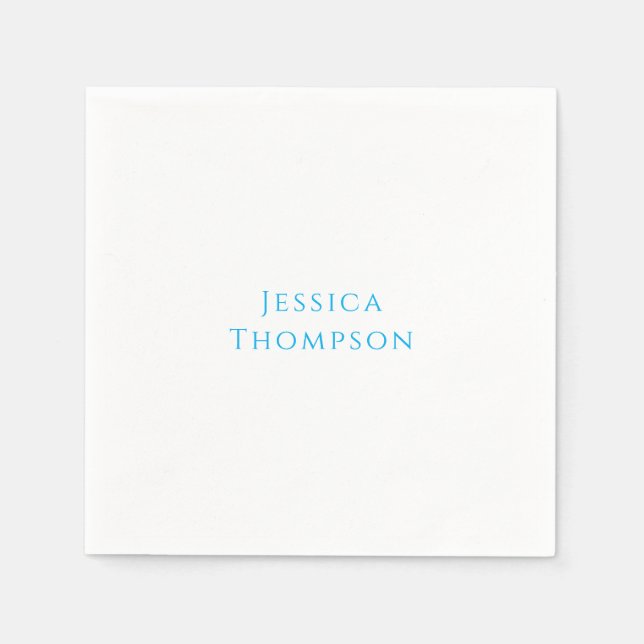 Modern Elegant Plain Simple Professional Name Napkin (Front)