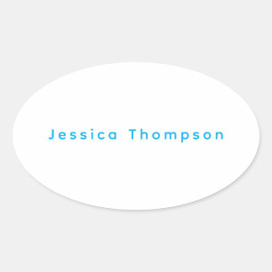 Modern Elegant Plain Simple Professional Name Oval Sticker