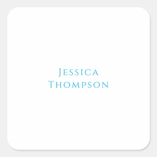 Modern Elegant Plain Simple Professional Name Square Sticker (Front)