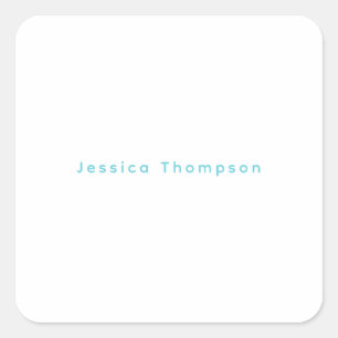 Modern Elegant Plain Simple Professional Name Square Sticker