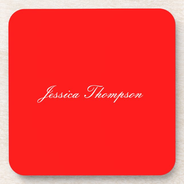 Modern Elegant Plain Simple Professional Red Coaster (Front)
