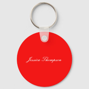 Modern Elegant Plain Simple Professional Red Keychain