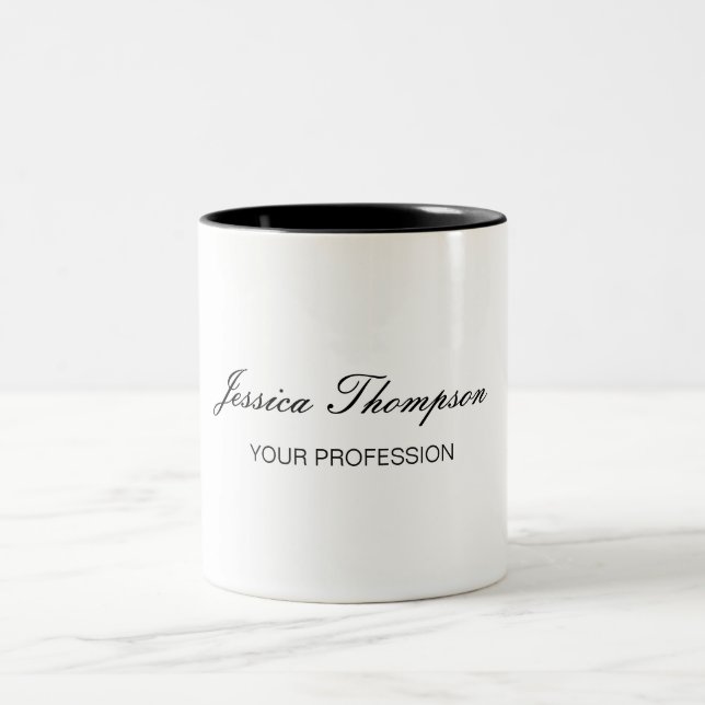 Modern Elegant Plain Simple Professional Two-Tone Coffee Mug (Center)