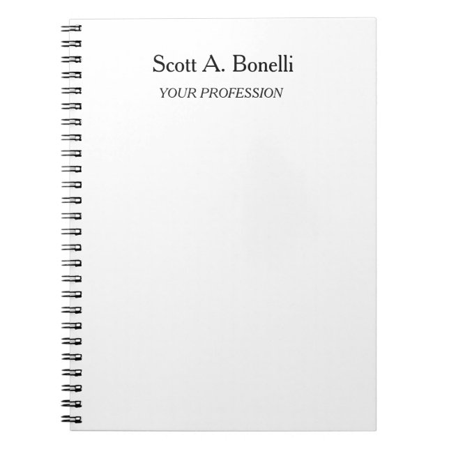Modern Elegant Plain Simple White Special Notebook (Front)
