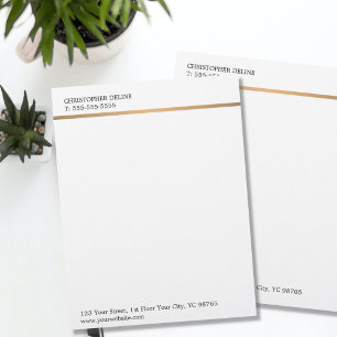 Modern Elegant Plain White Faux Copper Line Letterhead